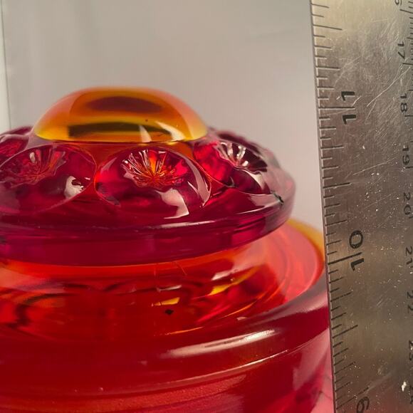 Vintage Moon &‎ Stars Amberina Extra Large Red Canister with Lid - Picture 6 of 13